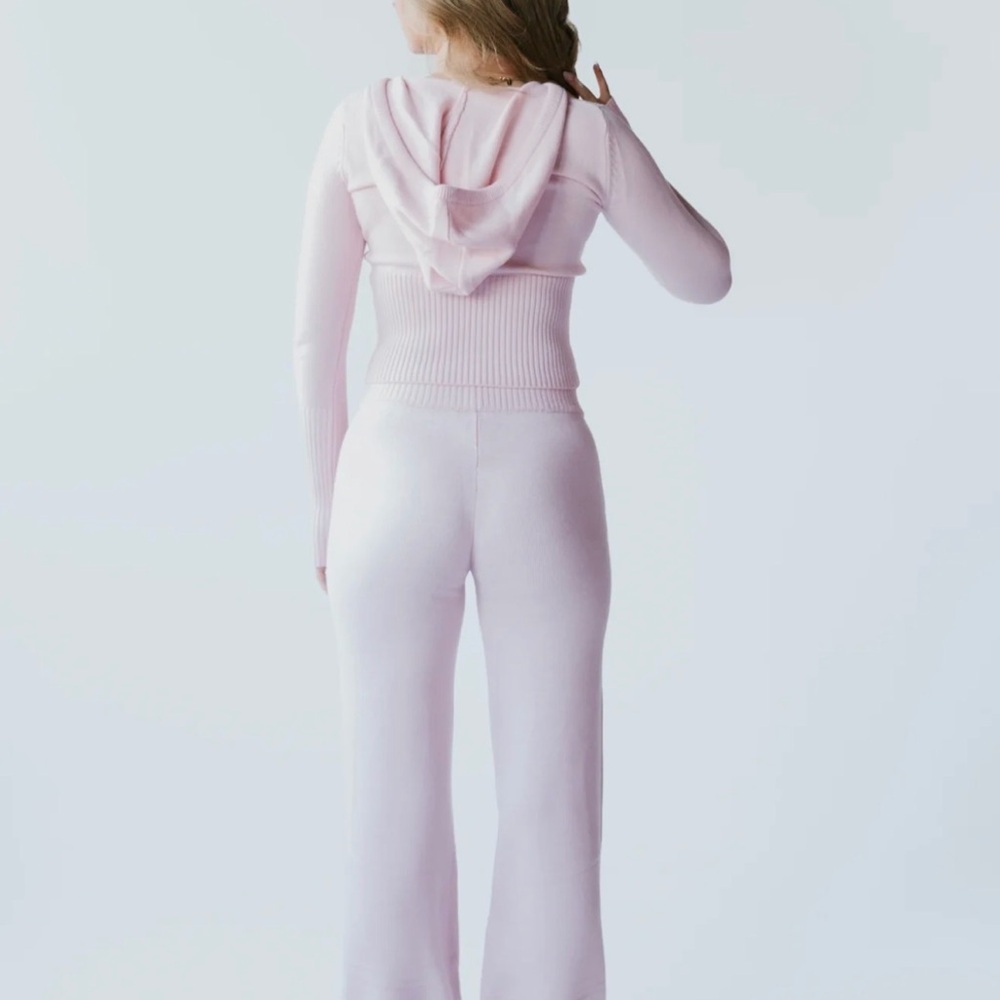 TALL Light Pink Ribbed Knit Lounge Pants - Picture 2 of 7